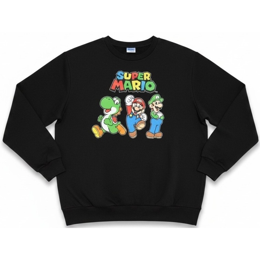 Super Mario Nintendo Men's 2XL Graphic Crewneck Sweatshirt Mario Luigi Yoshi
